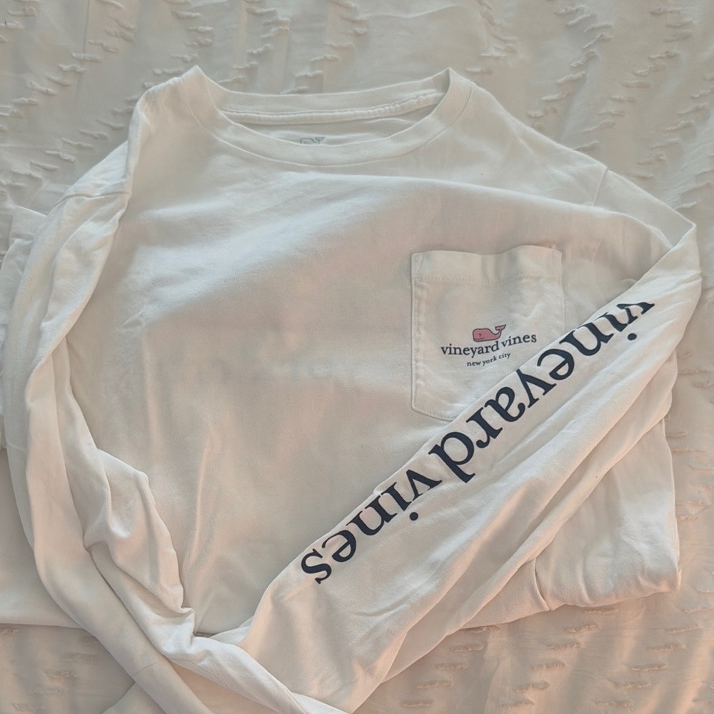 Vineyard Vines White Long Sleeve Tee with NYC Logo